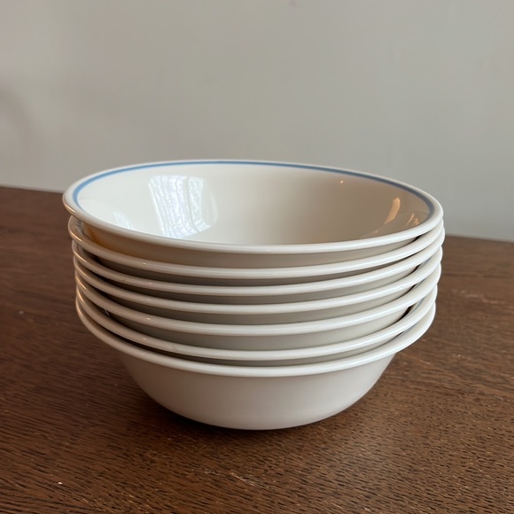 Corelle Other - 7 Piece Vintage Corelle by Corning Farmhouse Cereal Soup Bowl with Blue Trim